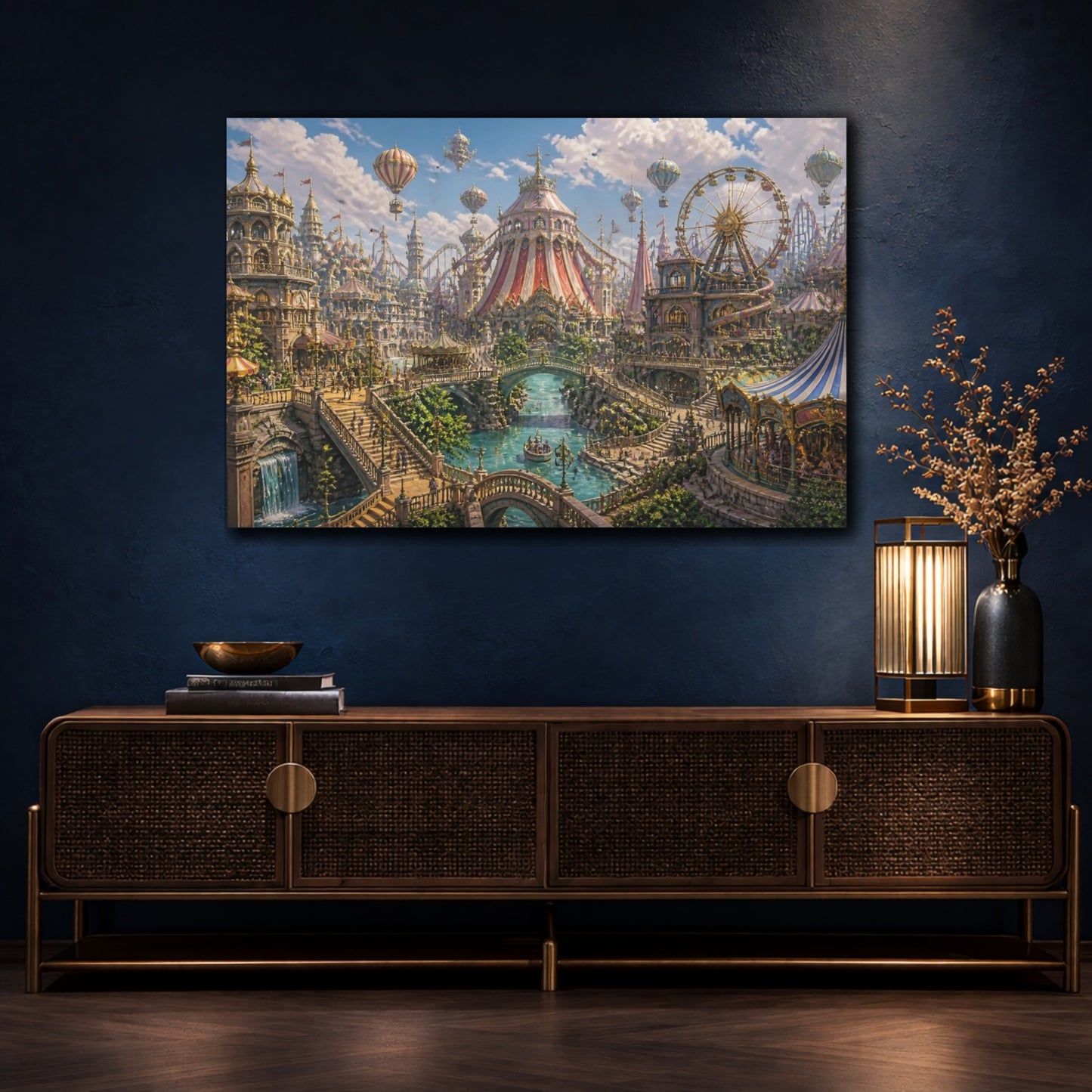 Mockup 4. Whimsical Ferris Wheel Carnival shown as canvas print