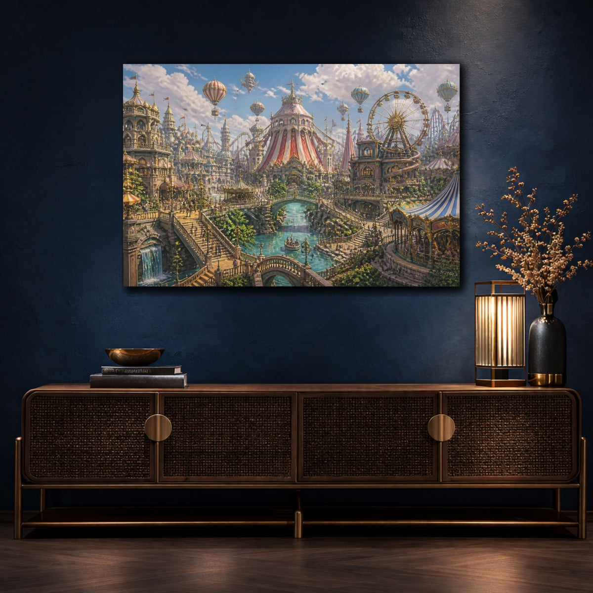 Mockup 4. Whimsical Ferris Wheel Carnival shown as canvas print