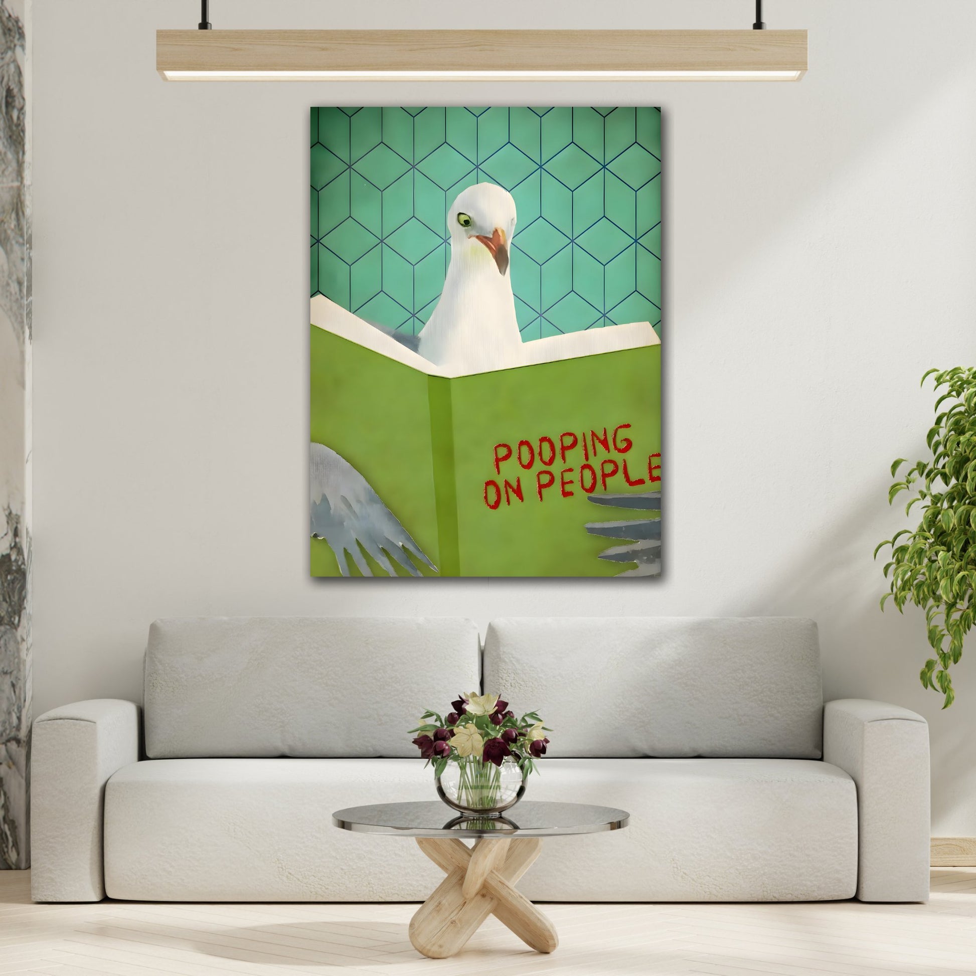 Funny Comical Humorous Canvas Wall Art Prints - Animal Pooping on People