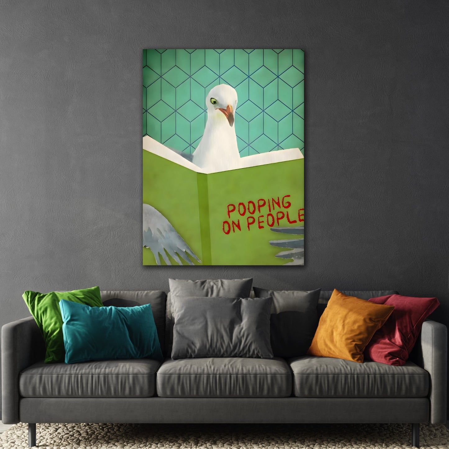 Funny Comical Humorous Canvas Wall Art Prints - Animal Pooping on People