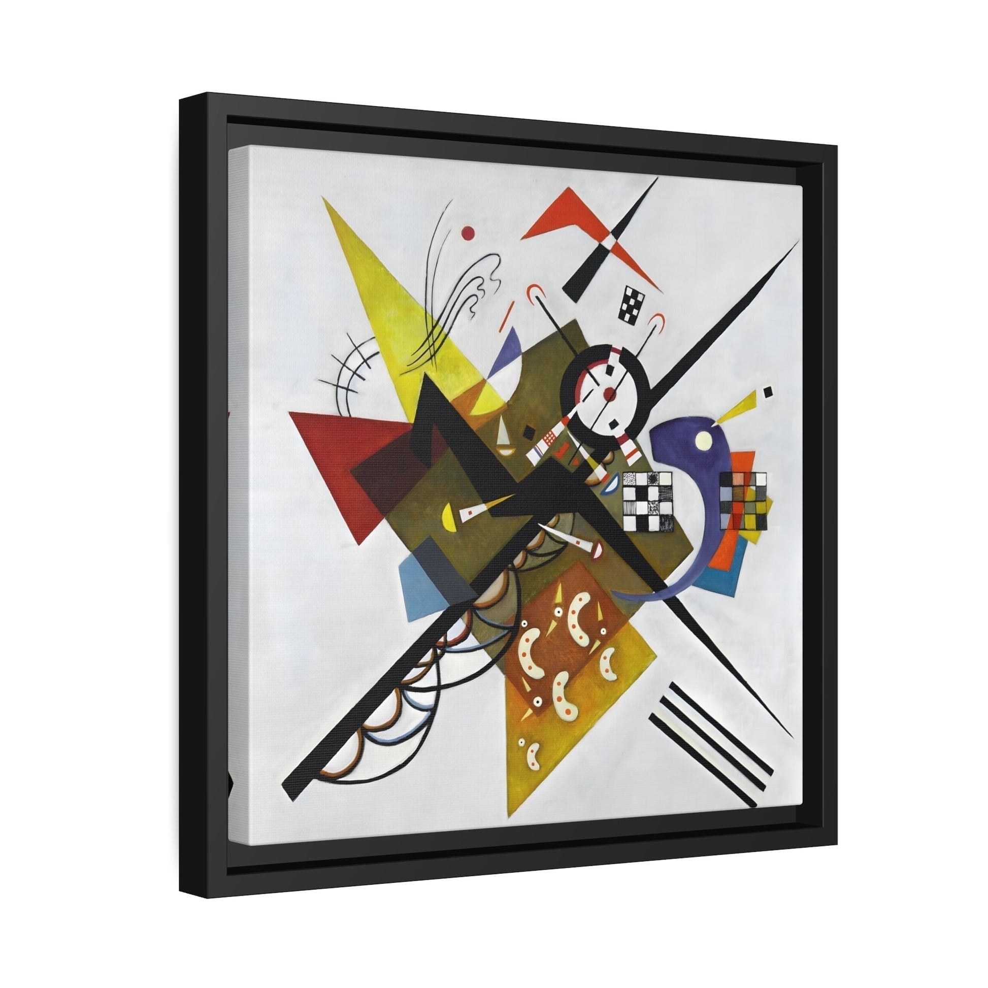 White II 1923 Canvas Wall Art Print - Abstract Square Kandinsky Framed Prints in Frame