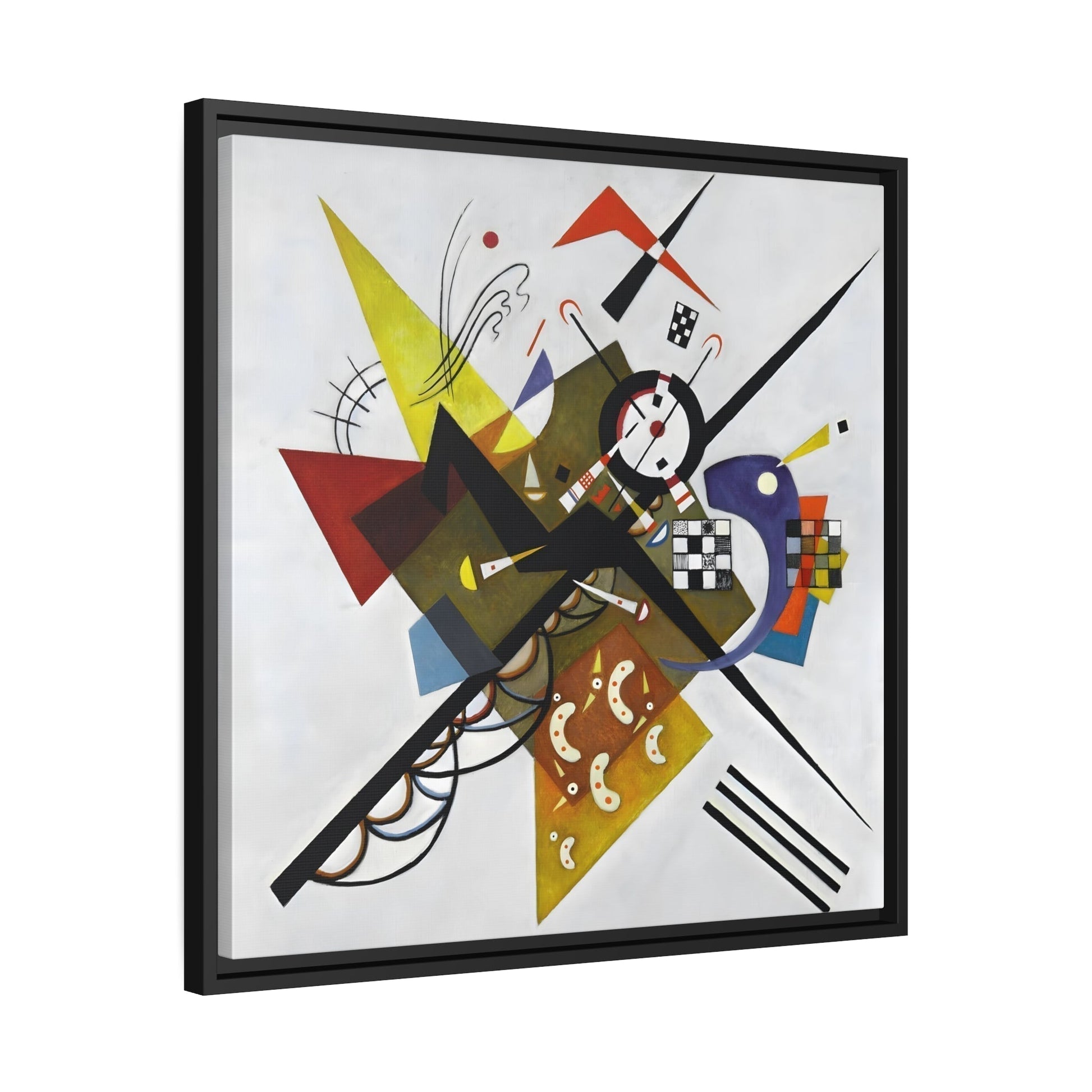 White II 1923 Canvas Wall Art Print - Abstract Square Kandinsky Framed Prints in Frame