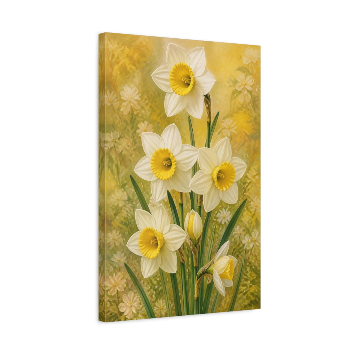 Side Mockup 3. White Narcissus Flowers shown as canvas print