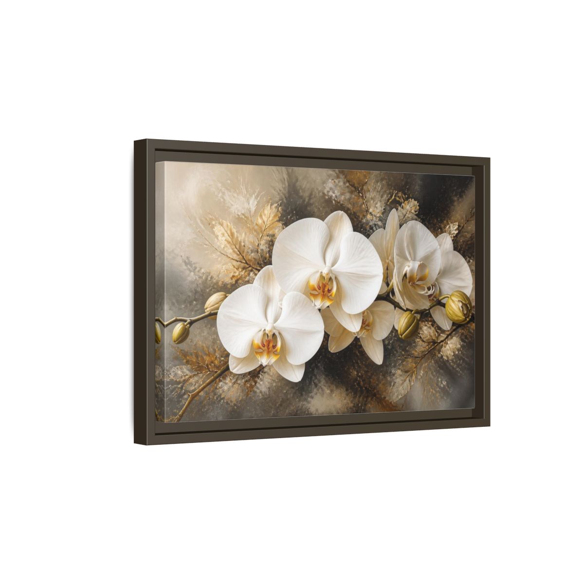 Side Mockup 5. White Orchid Floral Elegance shown as framed canvas print