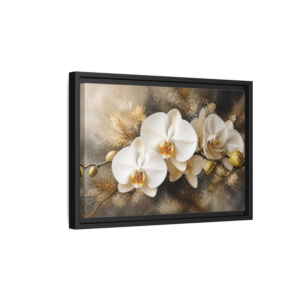 Side Mockup 6. White Orchid Floral Elegance shown as framed canvas print