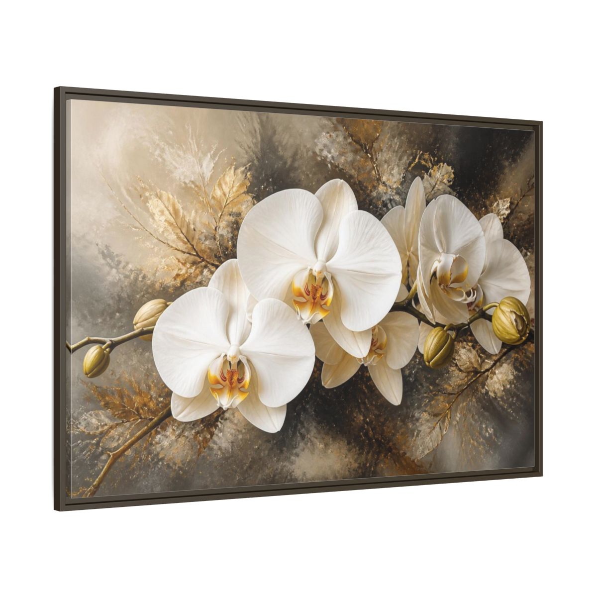 Side Mockup 8. White Orchid Floral Elegance shown as framed canvas print