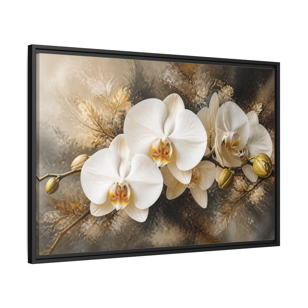 Side Mockup 13. White Orchid Floral Elegance shown as framed canvas print