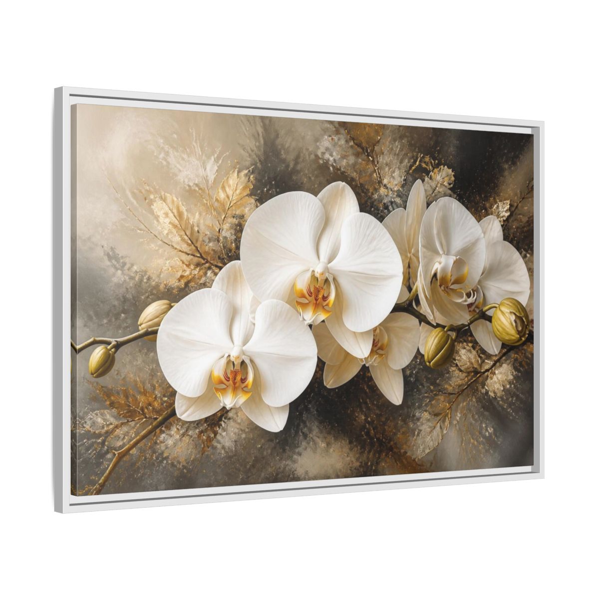 Side Mockup 9. White Orchid Floral Elegance shown as framed canvas print