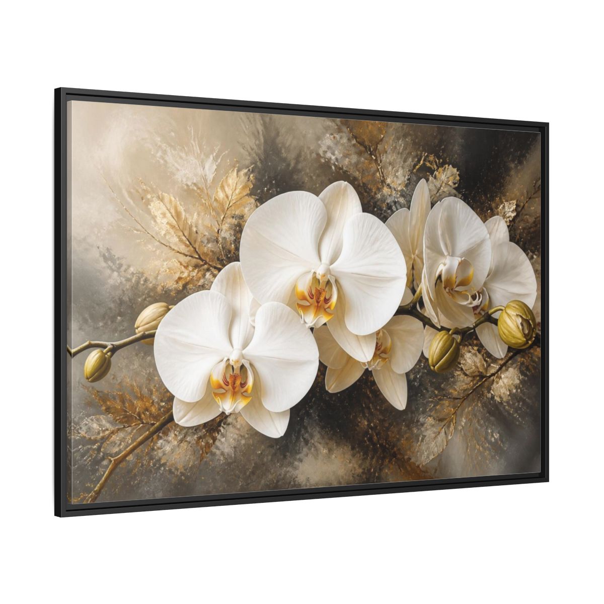 Side Mockup 12. White Orchid Floral Elegance shown as framed canvas print
