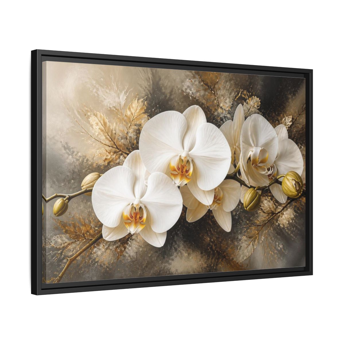 Side Mockup 14. White Orchid Floral Elegance shown as framed canvas print