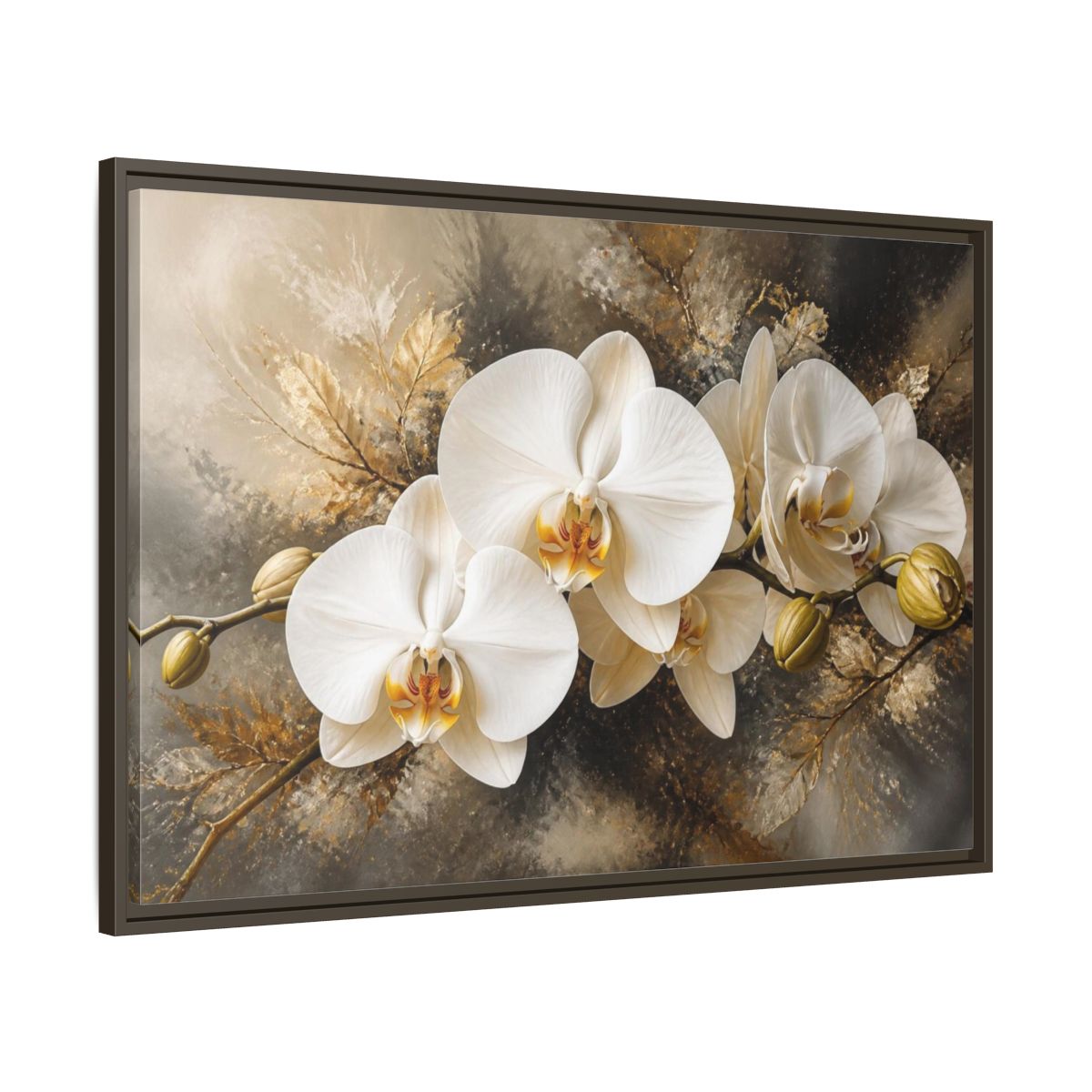 Main Mockup. White Orchid Floral Elegance shown as framed canvas print