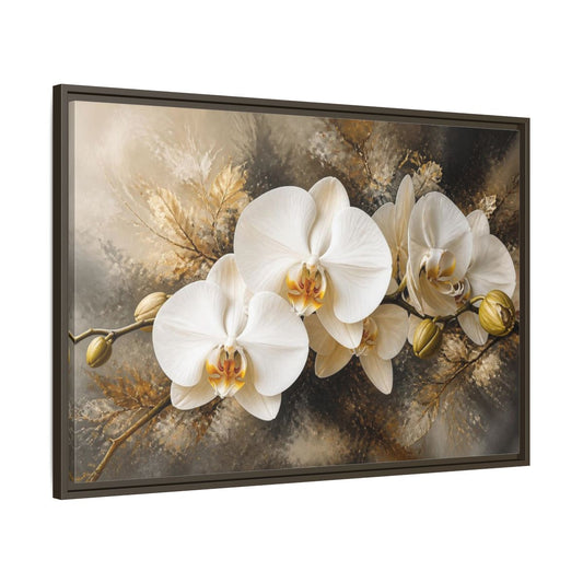 Main Mockup. White Orchid Floral Elegance shown as framed canvas print