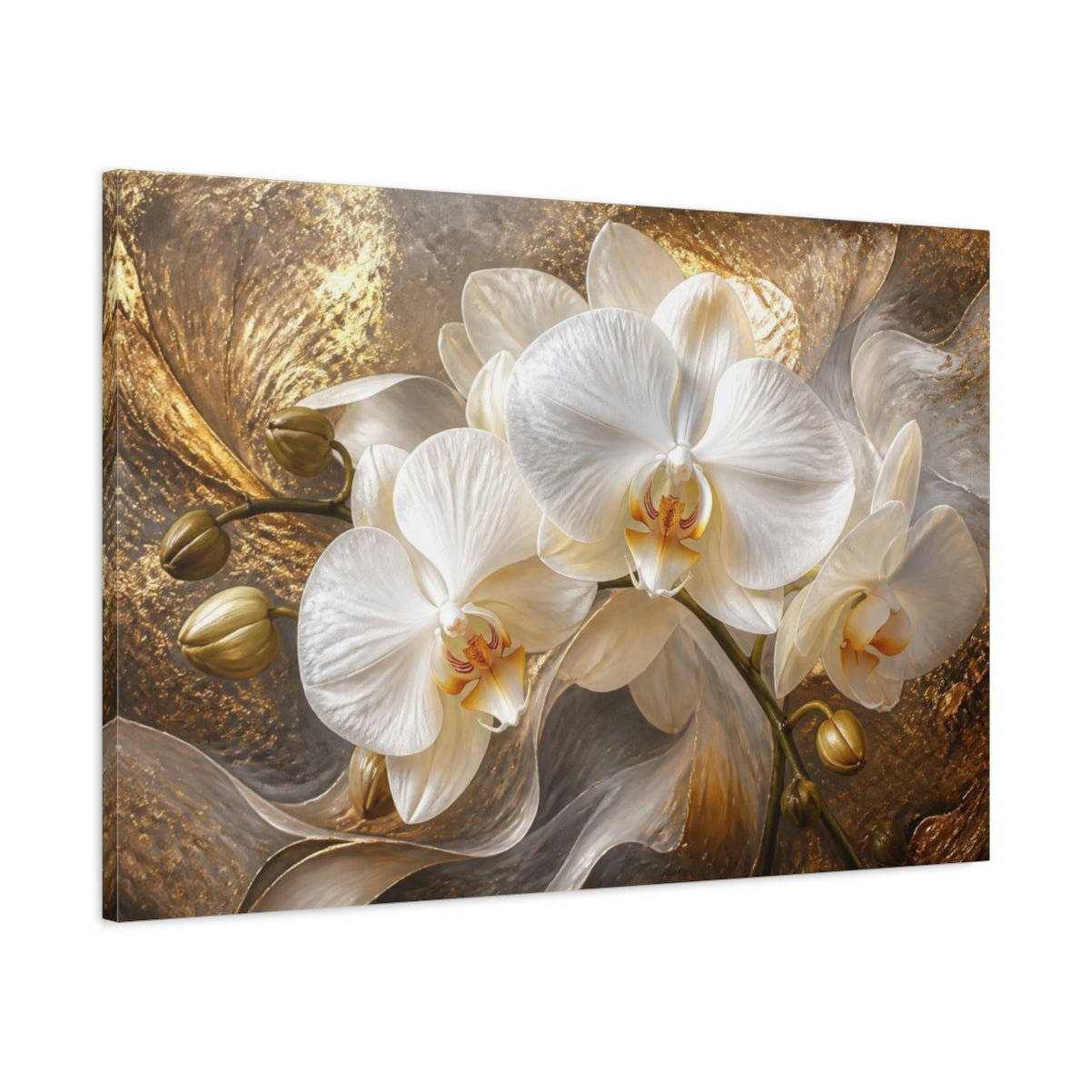 Main Mockup. White Orchid Flower Elegance shown as canvas print