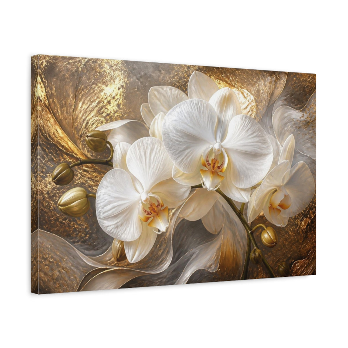 Side Mockup 3. White Orchid Flower Elegance shown as canvas print