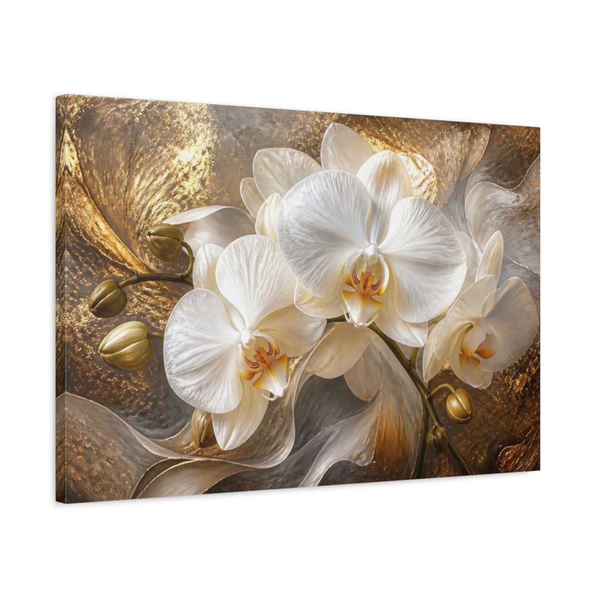 Side Mockup 2. White Orchid Flower Elegance shown as canvas print