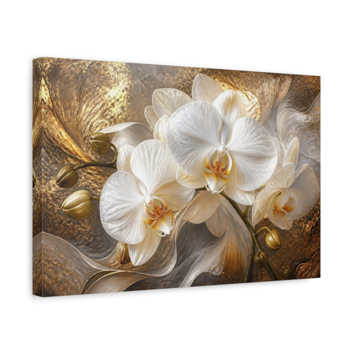 Side Mockup 4. White Orchid Flower Elegance shown as canvas print