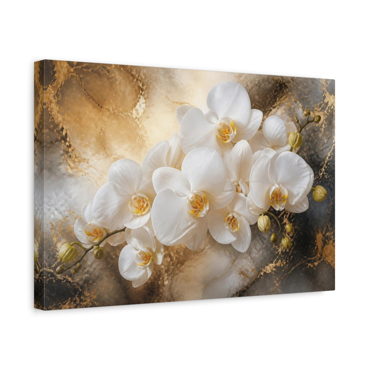 Side Mockup 4. White Orchid Flower Elegance shown as canvas print