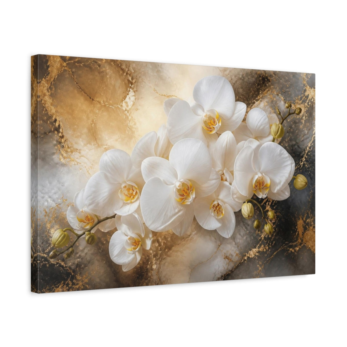 Side Mockup 3. White Orchid Flower Elegance shown as canvas print