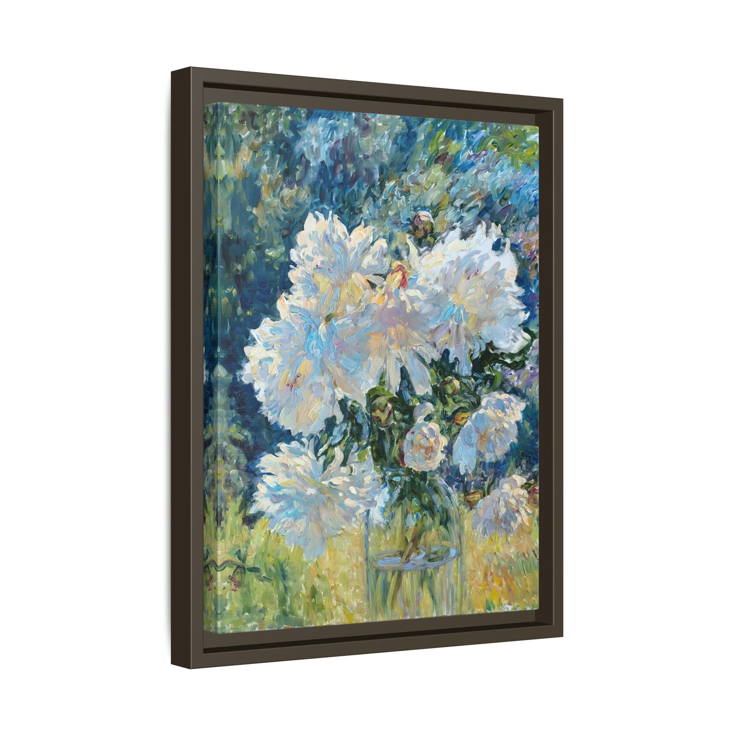 White Peony Floral Boho Canvas - Framed Flower Still Life Wall Art - YesArtYes