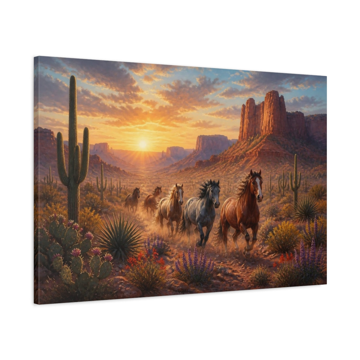 Main Mockup. Wild Mustang Landscape shown as canvas print