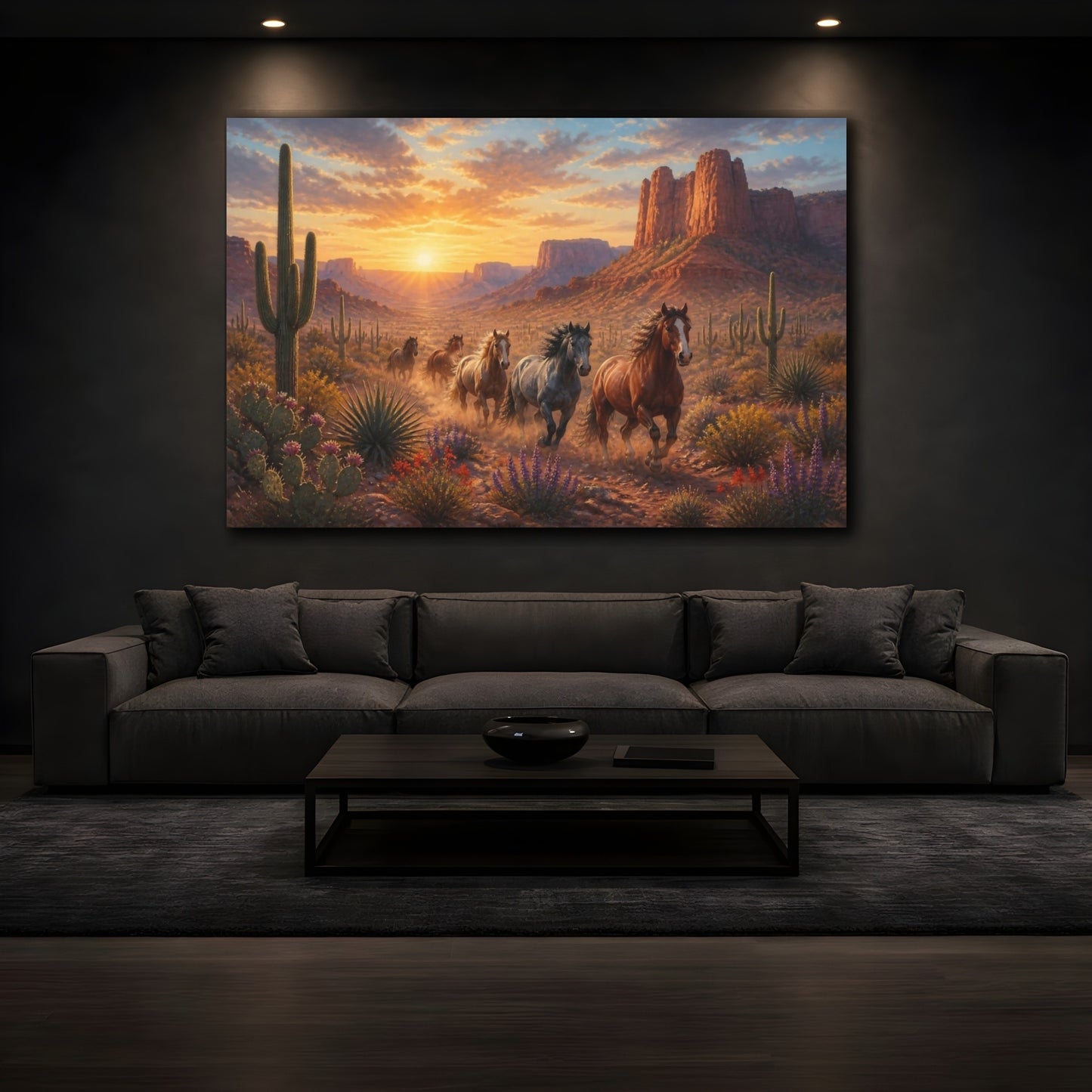 Mockup 3. Wild Mustang Landscape shown as canvas print