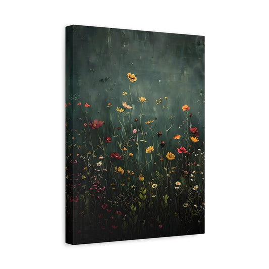 Wildflower Field Canvas Wall Art, Vintage Botanical Floral Modern Farmhouse Decor Print - YesArtYes