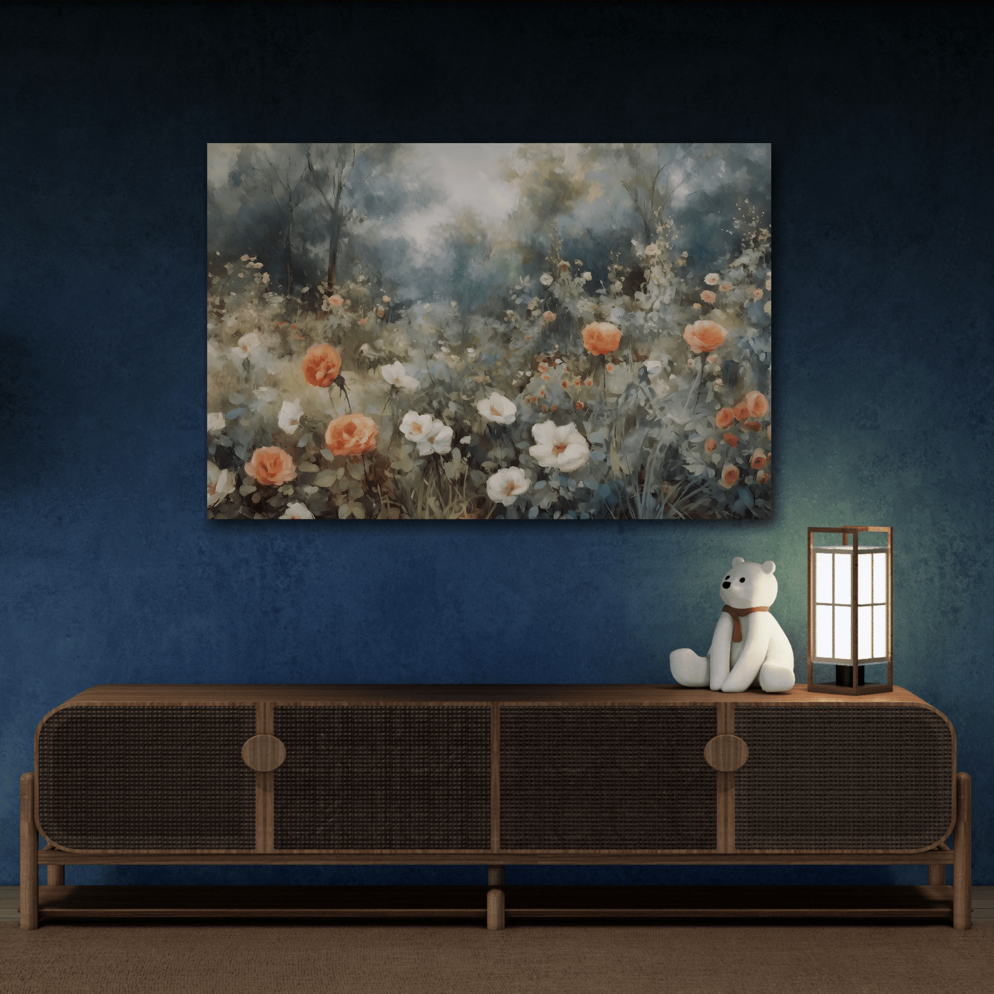 Wildflower Field Wall Art Canvas Print, Nature Floral Minimalist Artwork - YesArtYes