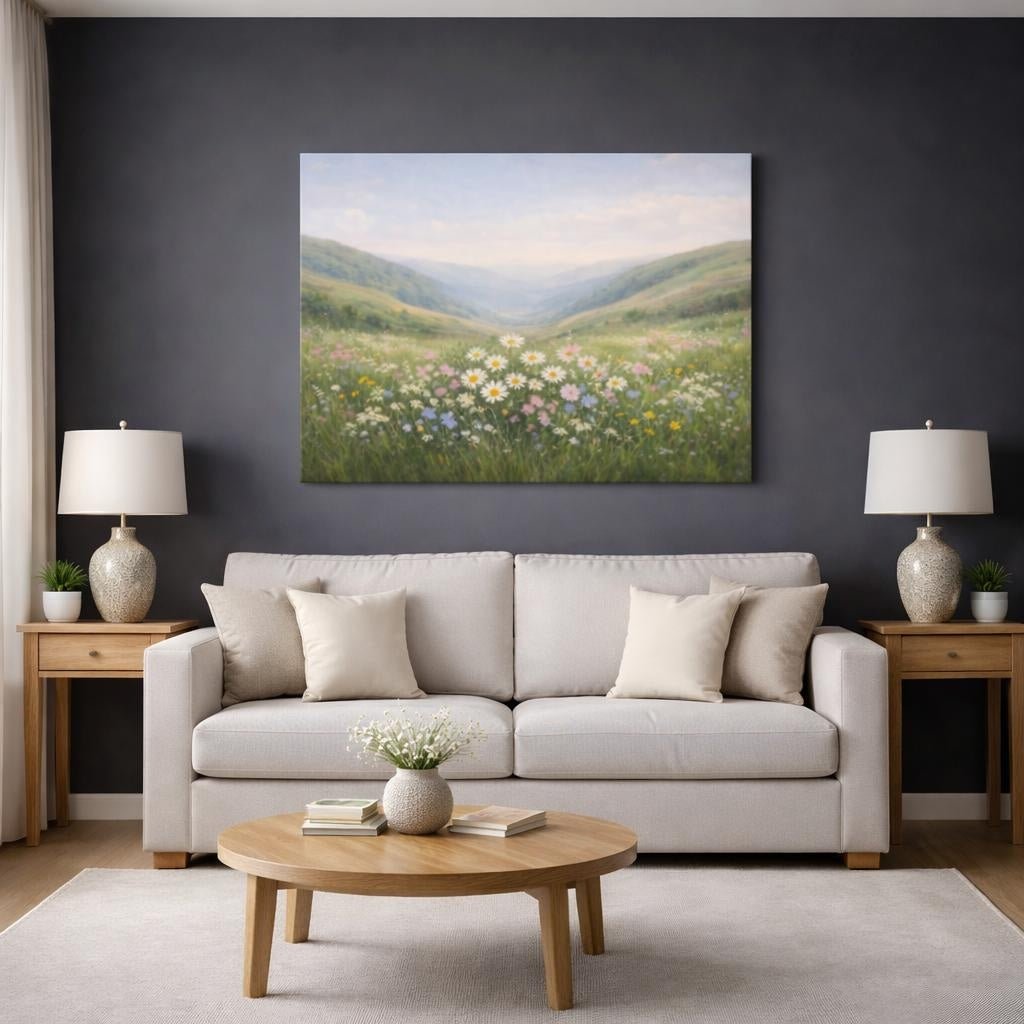 Wildflowers Hills Nature - Canvas Wall Art Print - YesArtYes