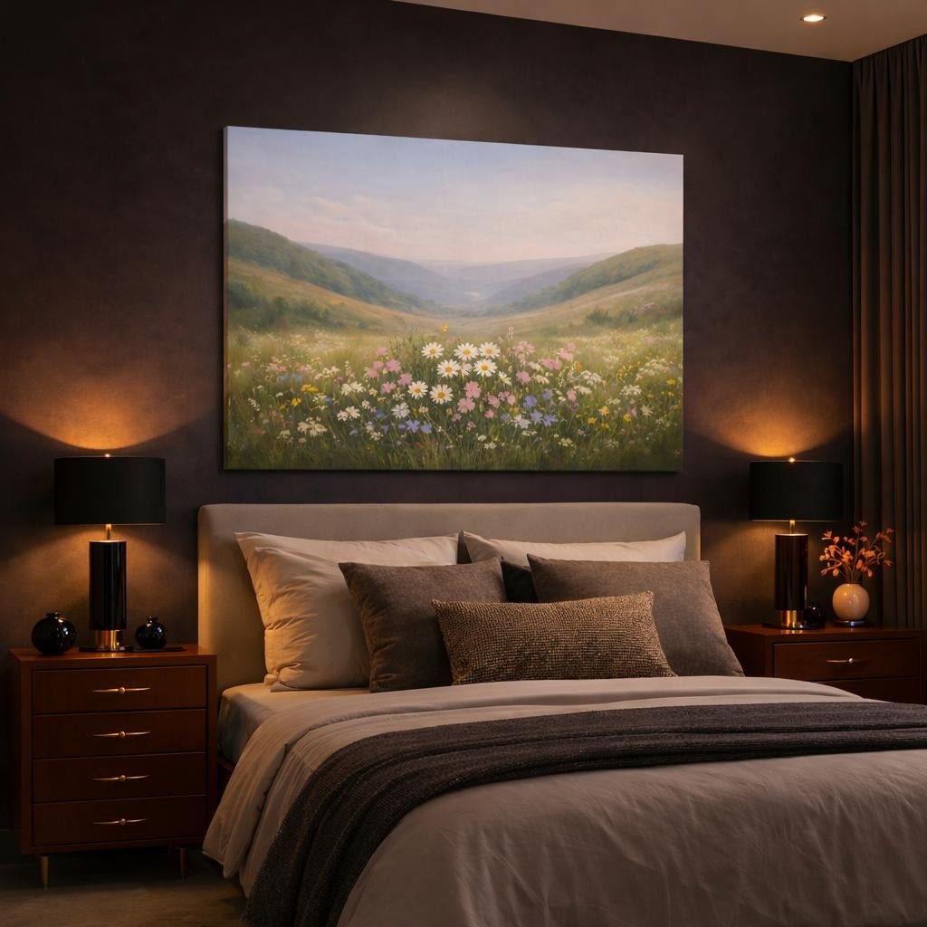Wildflowers Hills Nature - Canvas Wall Art Print - YesArtYes
