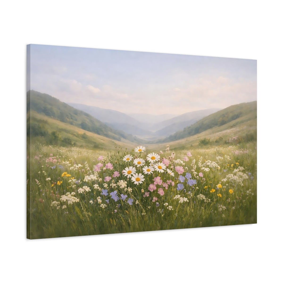 Wildflowers Hills Nature - Canvas Wall Art Print - YesArtYes