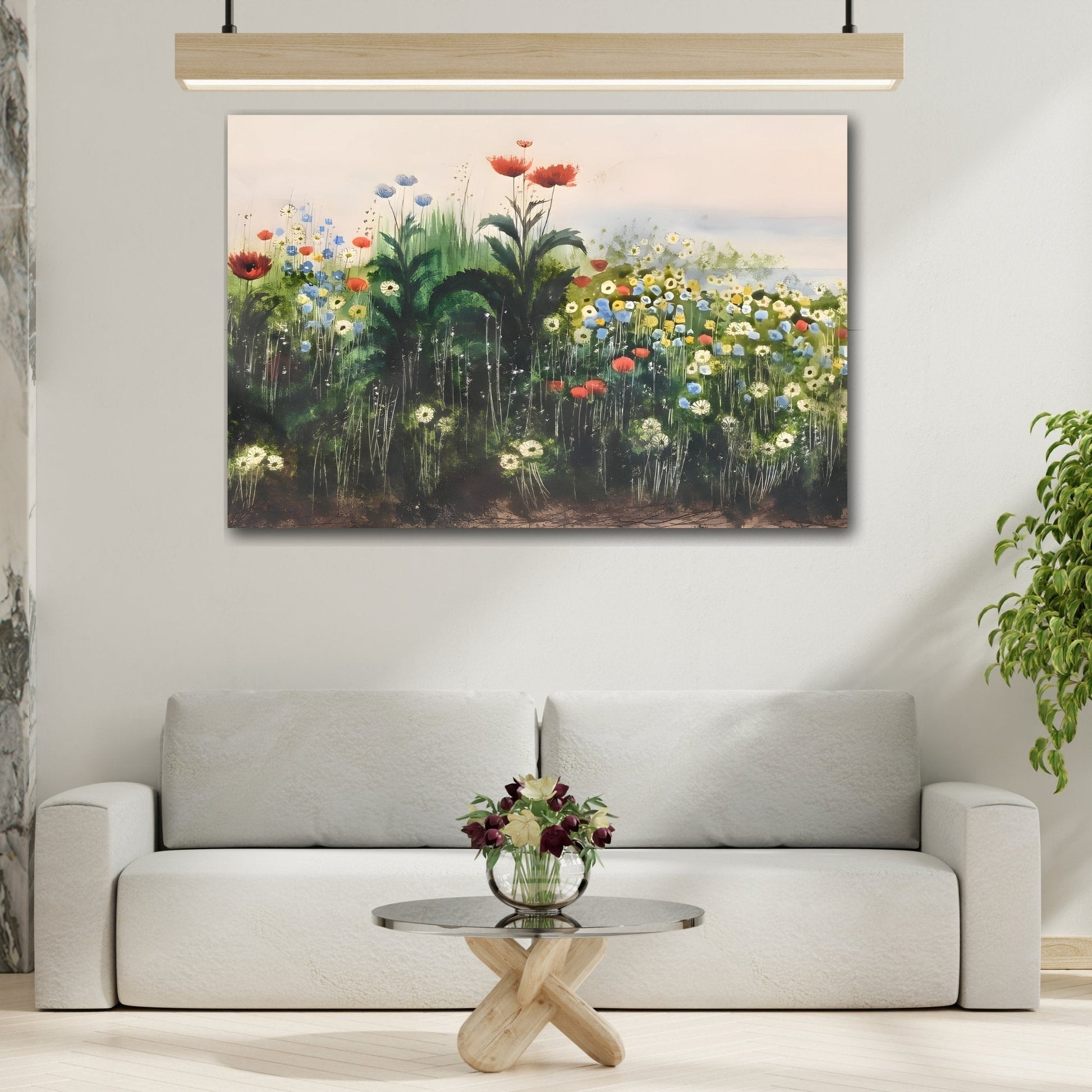 Wildflowers Landscape Canvas Print - Colorful Botanical Floral Nature Wall Art by Andrew Nicholl