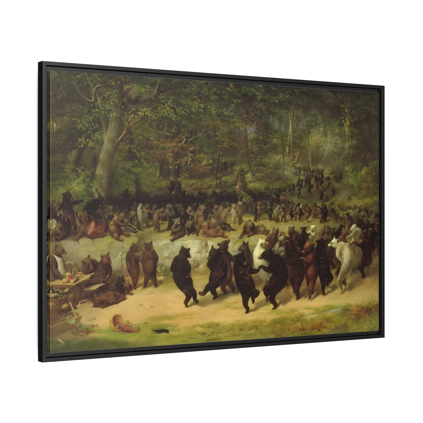 William Holbrook Beard Bear Dance - Framed Animal Canvas Wall Art Print - YesArtYes