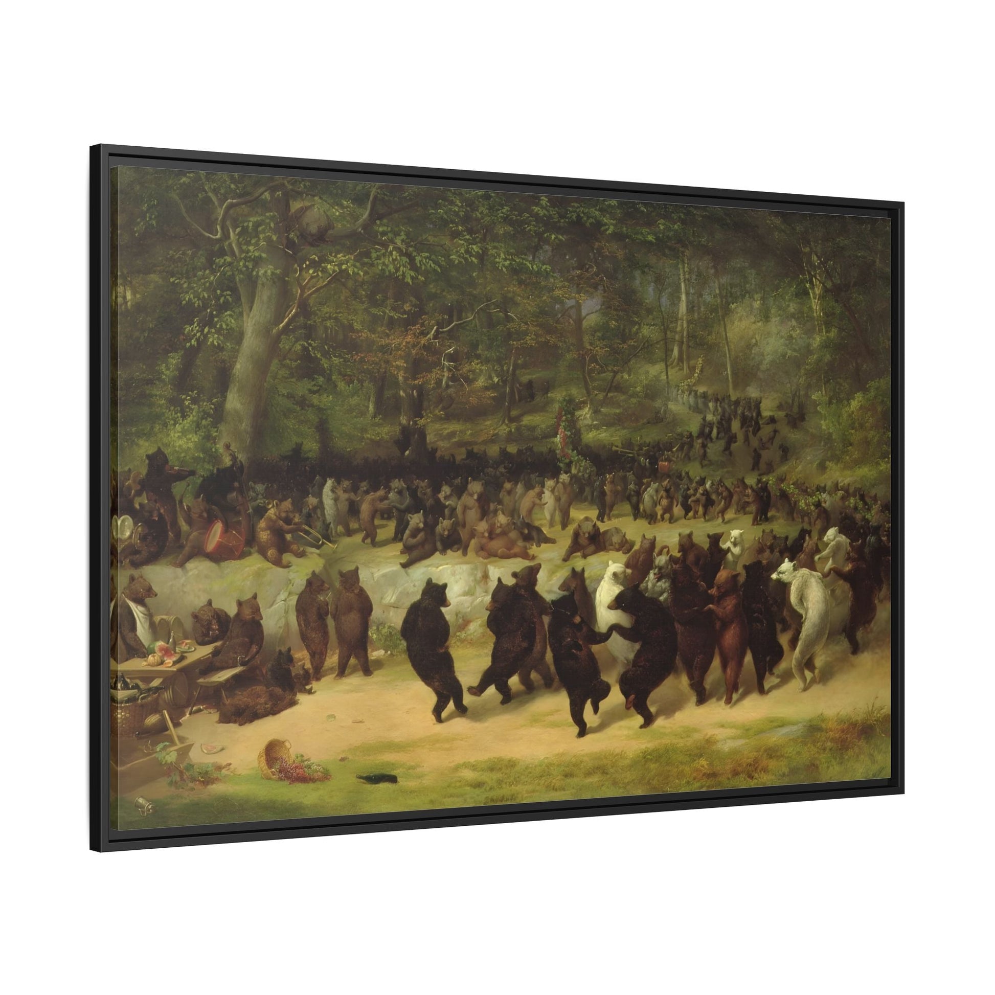 William Holbrook Beard Bear Dance - Framed Animal Canvas Wall Art Print - YesArtYes
