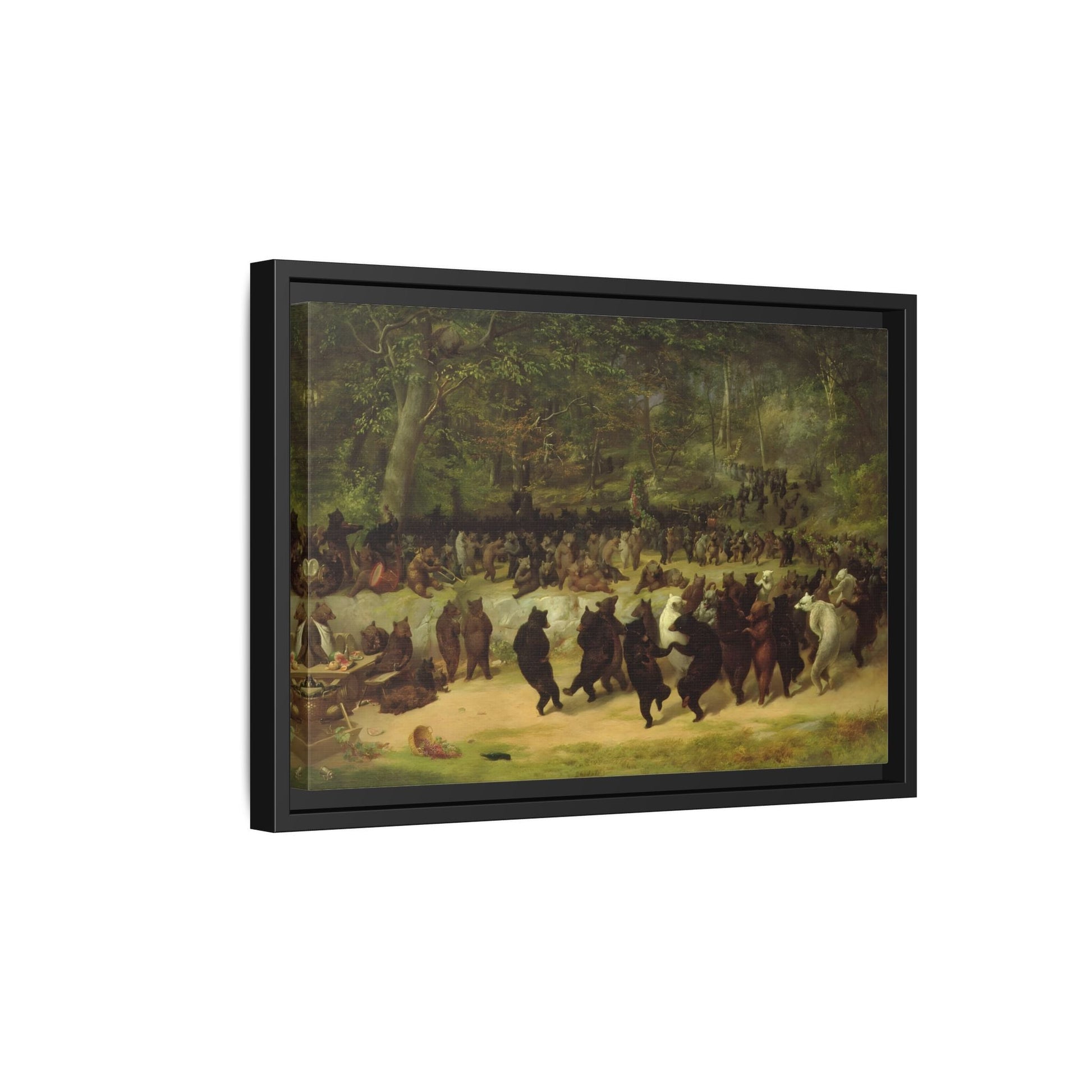 William Holbrook Beard Bear Dance - Framed Animal Canvas Wall Art Print - YesArtYes