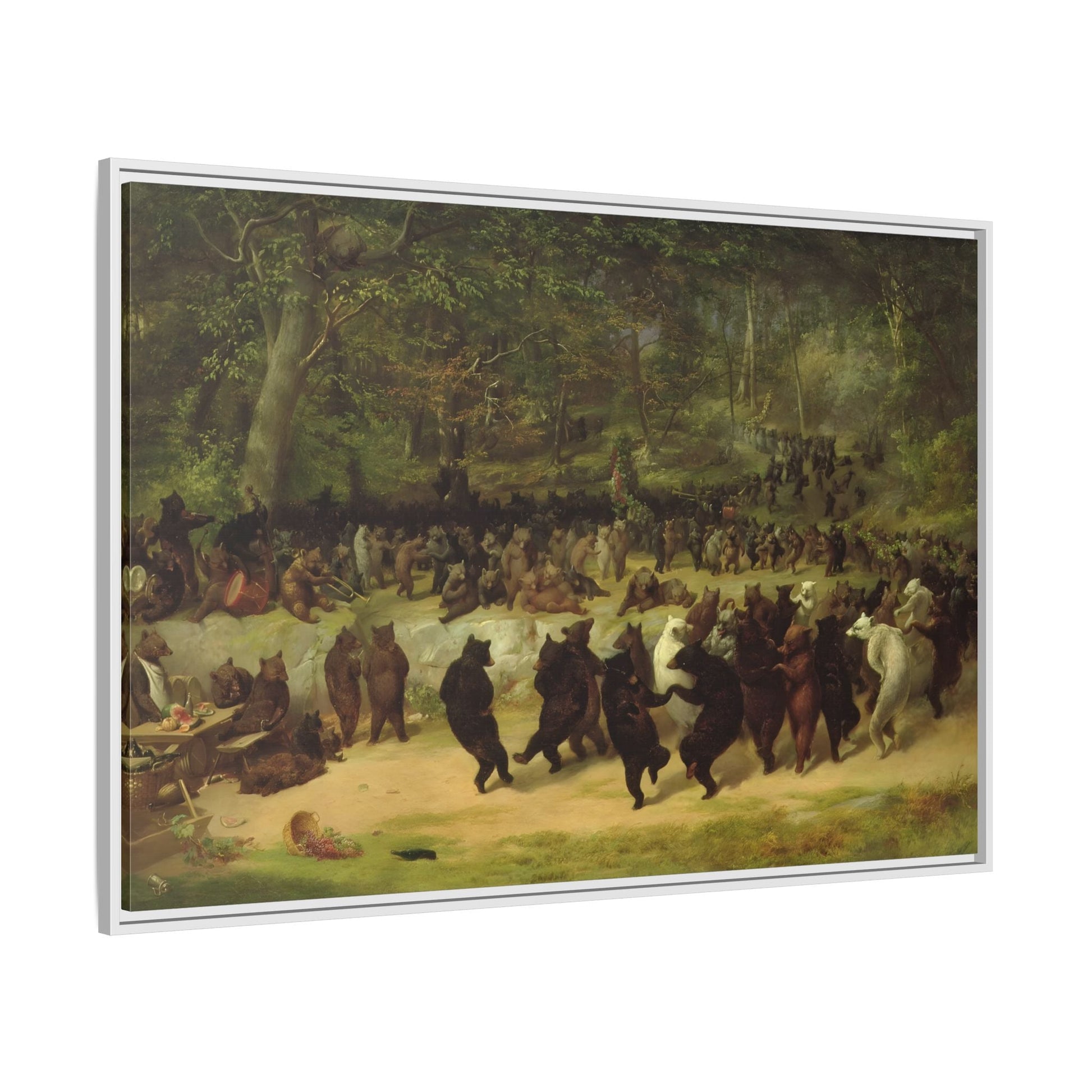 William Holbrook Beard Bear Dance - Framed Animal Canvas Wall Art Print - YesArtYes