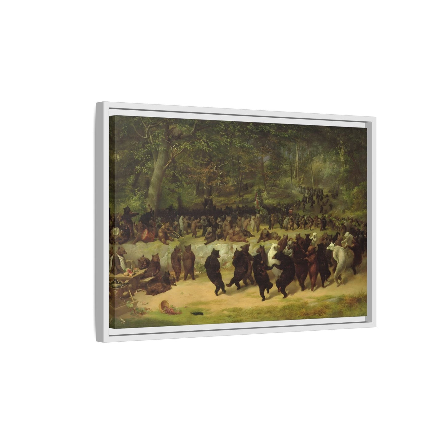 William Holbrook Beard Bear Dance - Framed Animal Canvas Wall Art Print - YesArtYes
