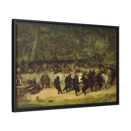 William Holbrook Beard Bear Dance - Framed Animal Canvas Wall Art Print - YesArtYes