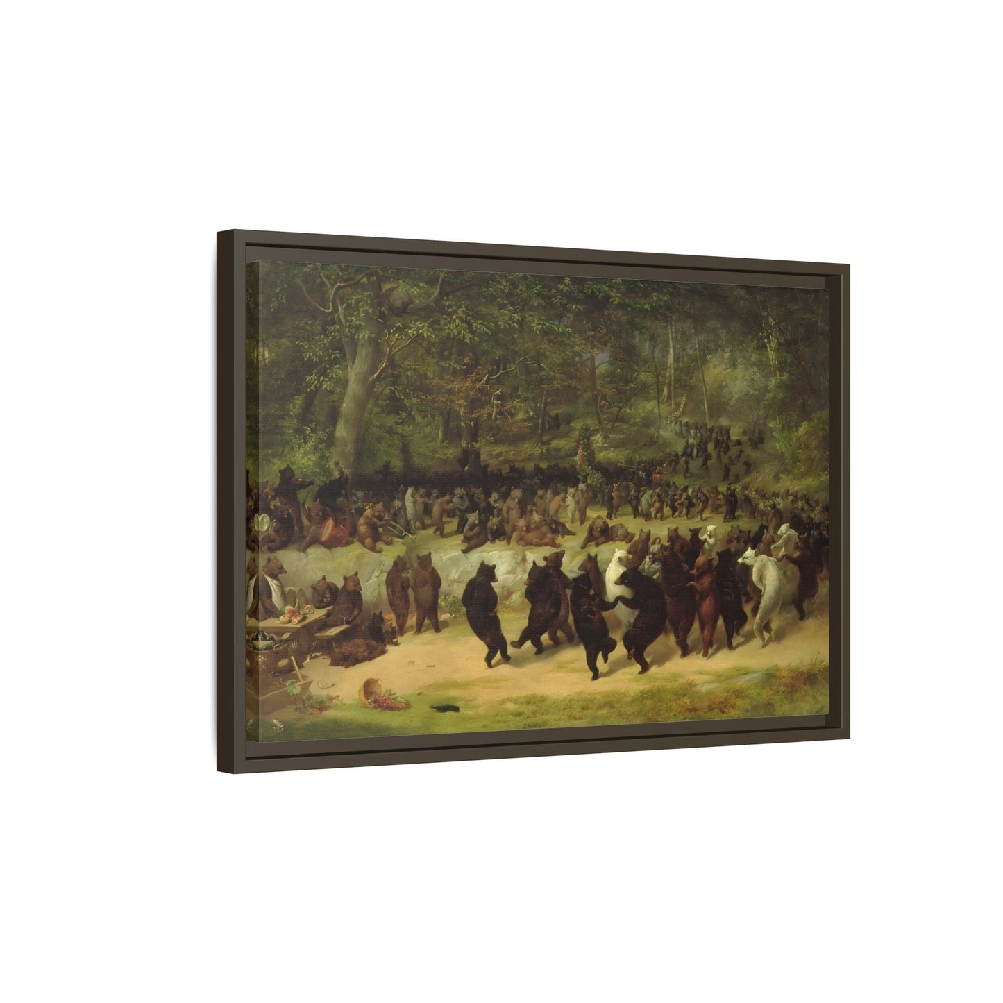 William Holbrook Beard Bear Dance - Framed Animal Canvas Wall Art Print - YesArtYes