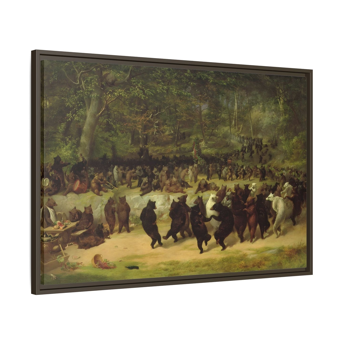 William Holbrook Beard Bear Dance - Framed Animal Canvas Wall Art Print - YesArtYes