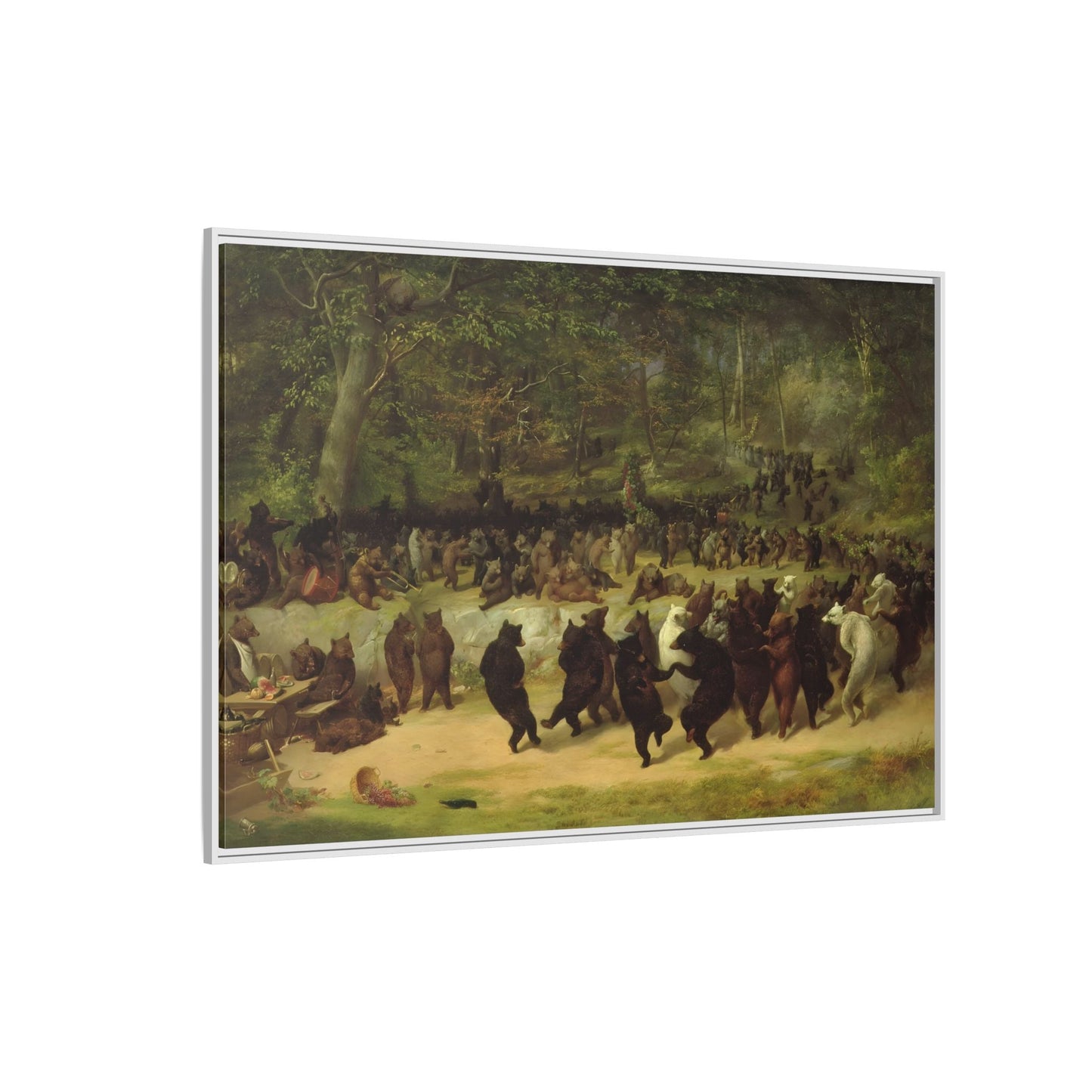 William Holbrook Beard Bear Dance - Framed Animal Canvas Wall Art Print - YesArtYes