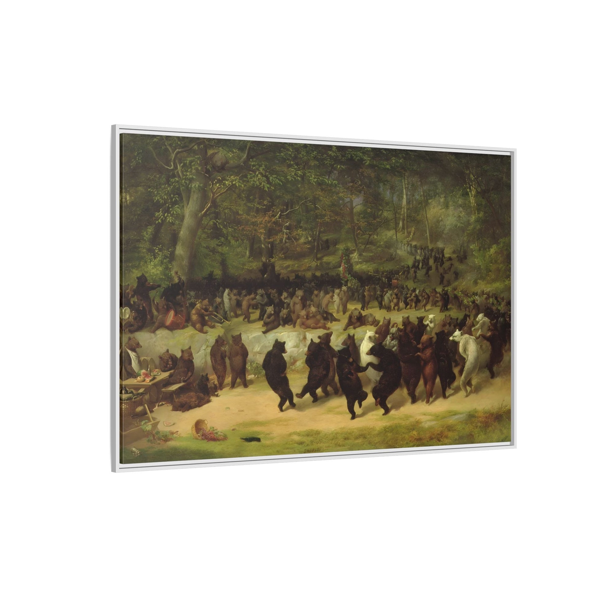 William Holbrook Beard Bear Dance - Framed Animal Canvas Wall Art Print - YesArtYes