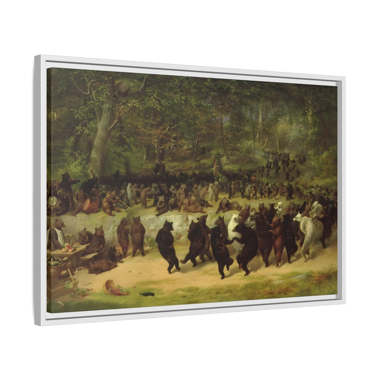 William Holbrook Beard Bear Dance - Framed Animal Canvas Wall Art Print - YesArtYes