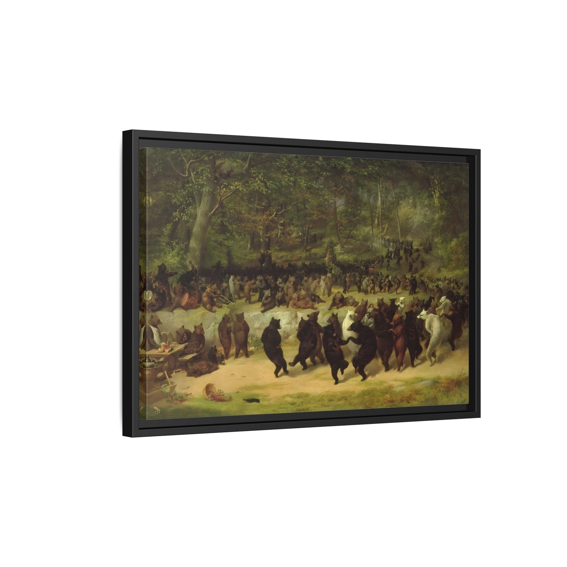William Holbrook Beard Bear Dance - Framed Animal Canvas Wall Art Print - YesArtYes