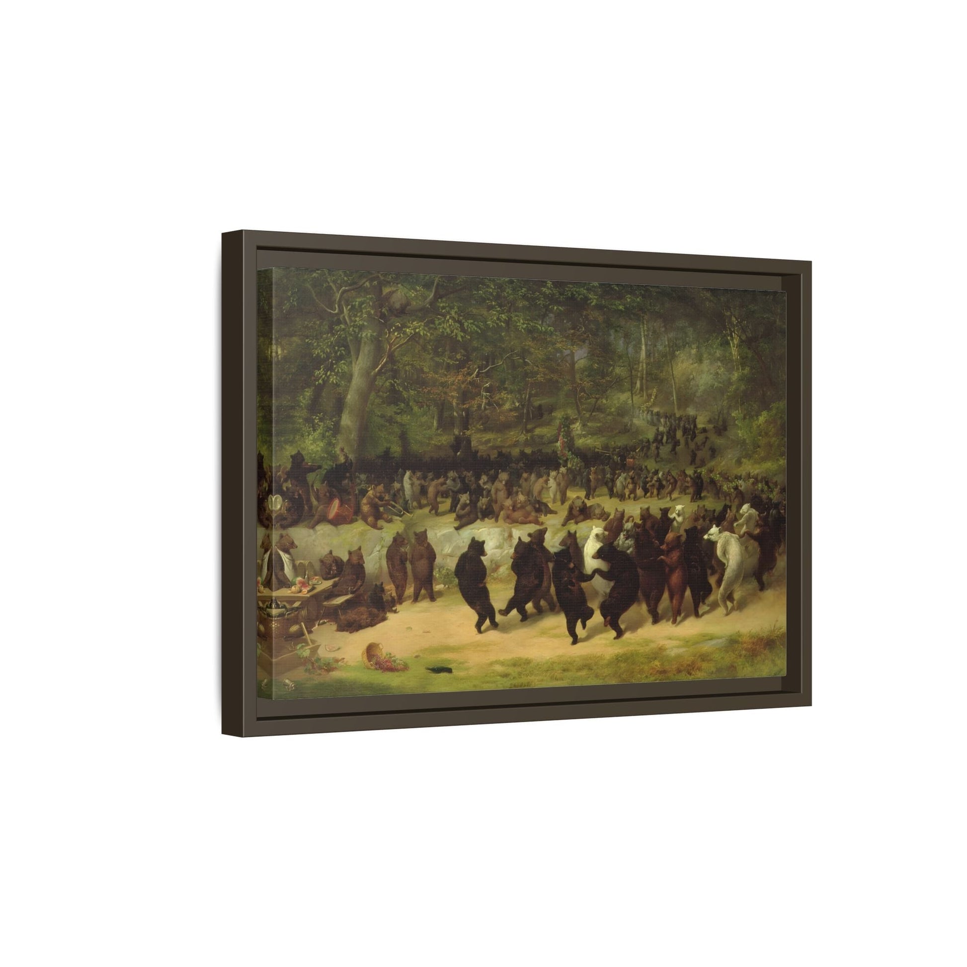 William Holbrook Beard Bear Dance - Framed Animal Canvas Wall Art Print - YesArtYes