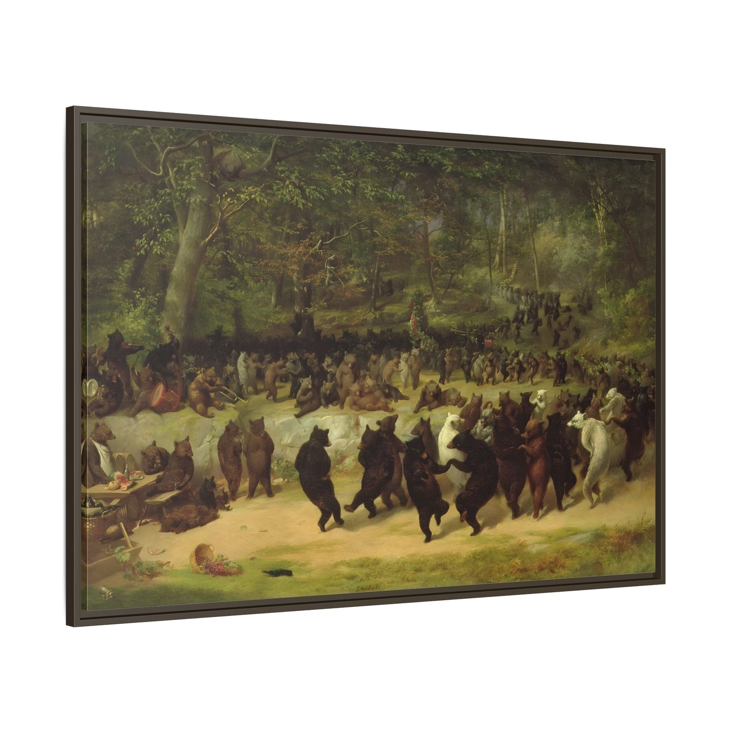 William Holbrook Beard Bear Dance - Framed Animal Canvas Wall Art Print - YesArtYes