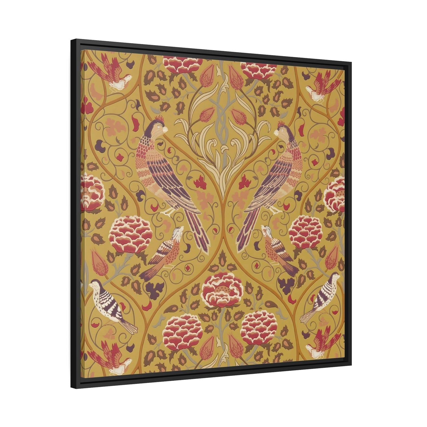 William Morris Canvas Prints in Exclusive Frame - Saffron Floral Wall Art Decor for Bedroom