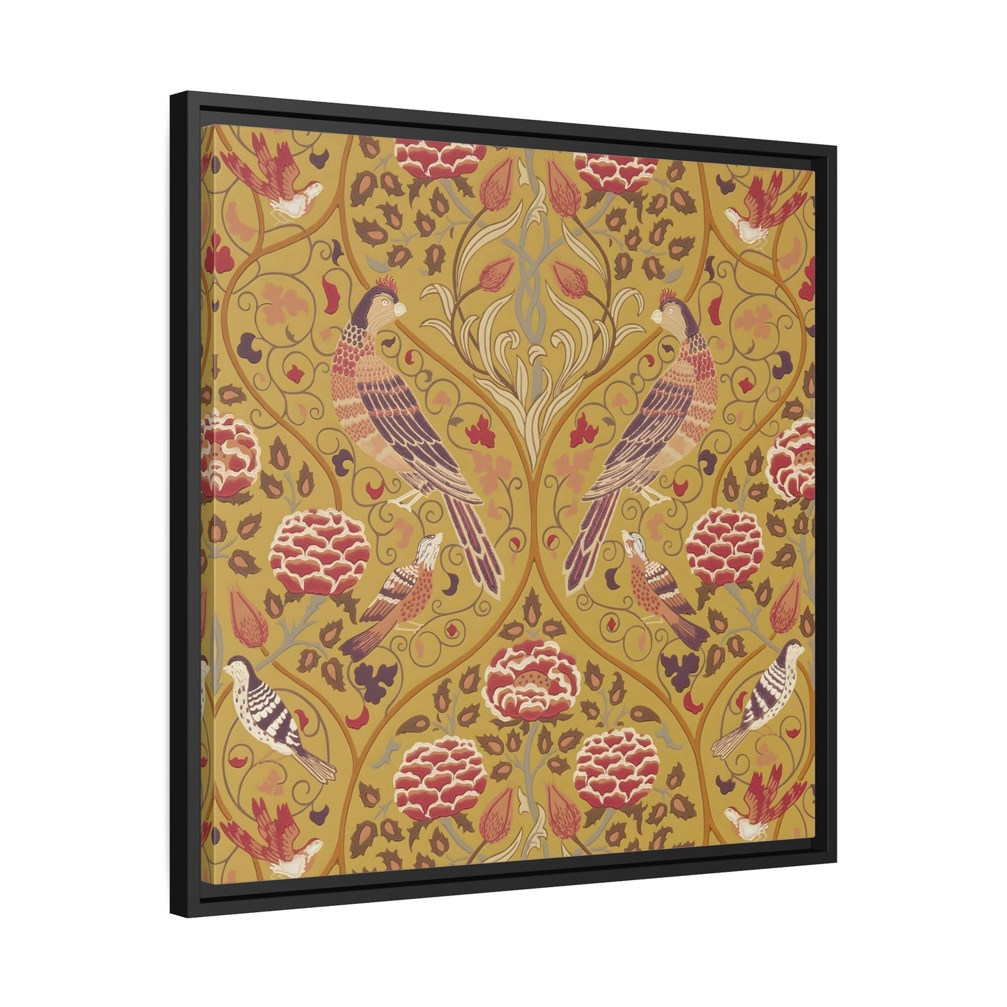 William Morris Canvas Prints in Exclusive Frame - Saffron Floral Wall Art Decor for Bedroom