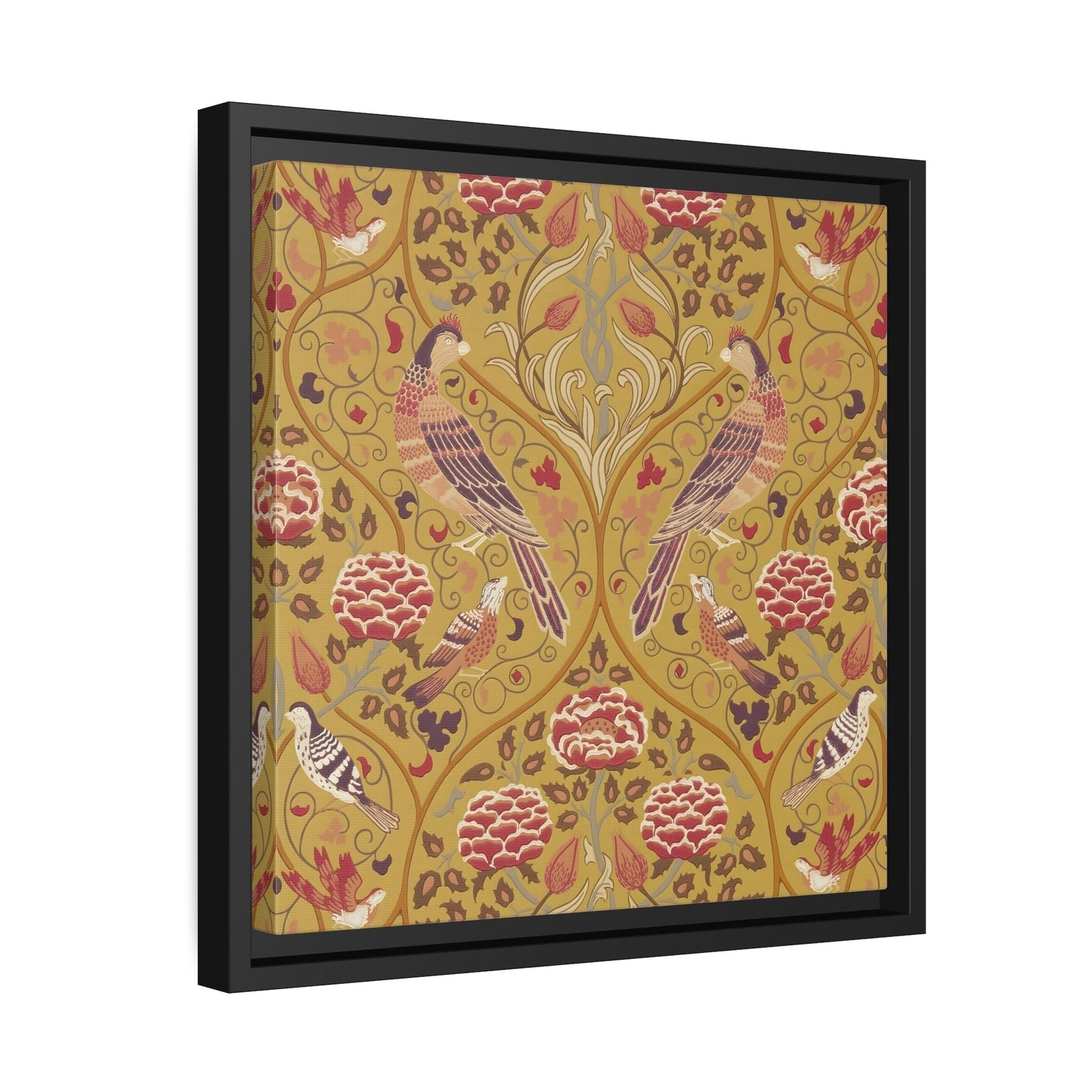 William Morris Canvas Prints in Exclusive Frame - Saffron Floral Wall Art Decor for Bedroom