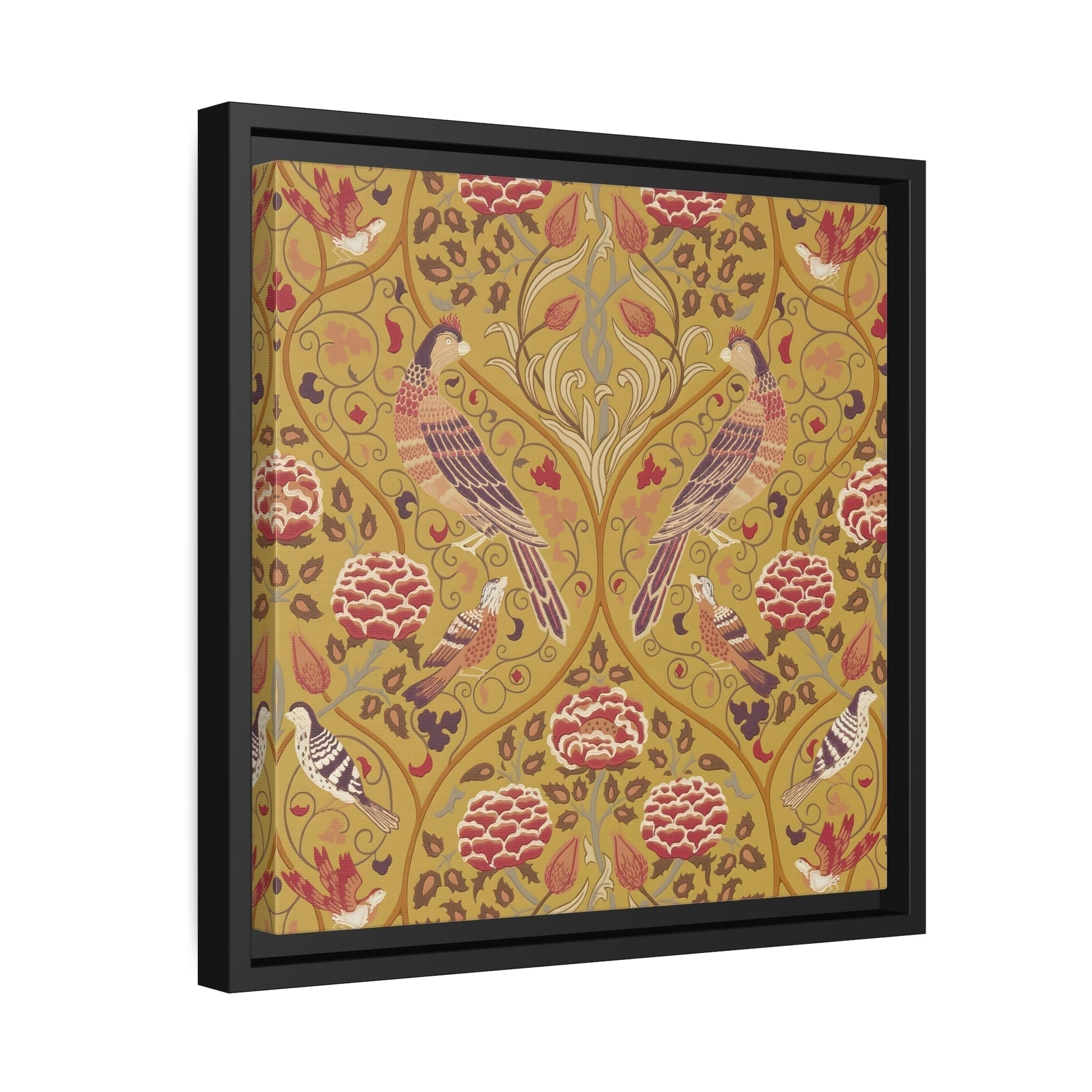 William Morris Canvas Prints in Exclusive Frame - Saffron Floral Wall Art Decor for Bedroom