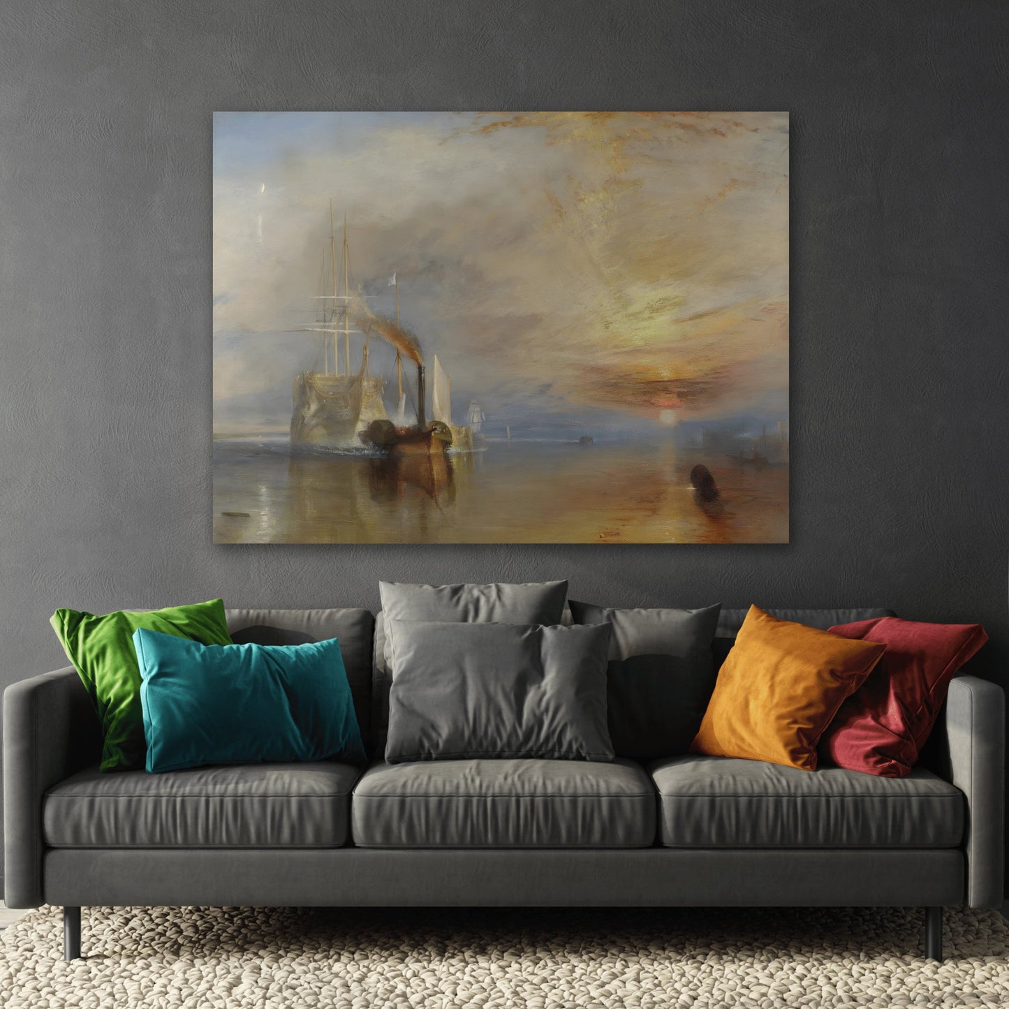 William Turner Fighting Temeraire - Watercolor Landscape Canvas Wall Art Print